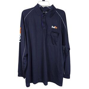 FedEx Black Reflective Delivery Polo Shirt Men XL Pocket Stretch Collared Active